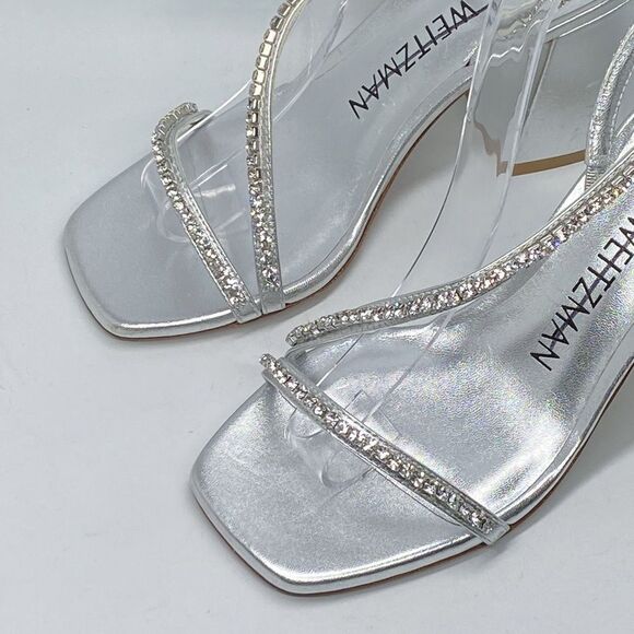 Stuart Weitzman Embellished Metallic Leather Sandals size 6 - Picture 4 of 11